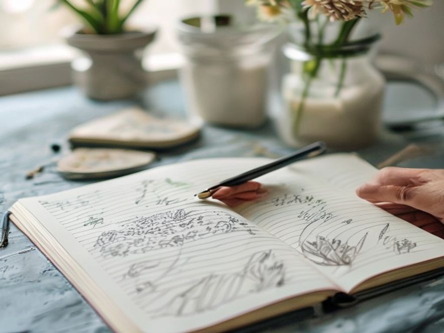 Open notebook with handwritten notes about nutrition topics
